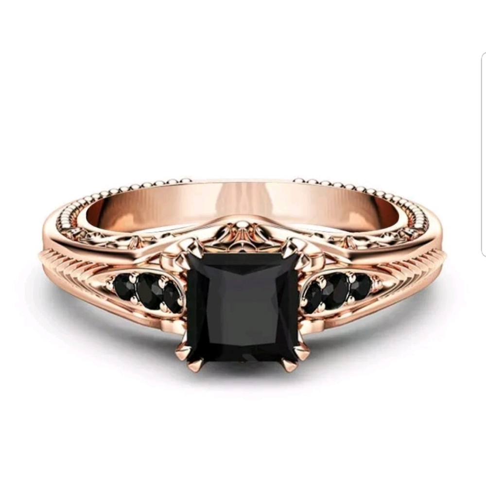 NEW STERLING STERLING STAMPED BLACK SAPPHIRE RING - Picture 1 of 4
